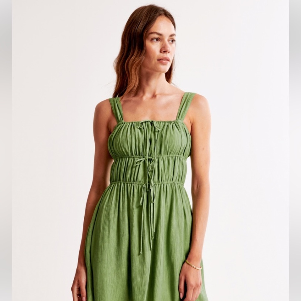 Abercrombie tie front mini dress jade green